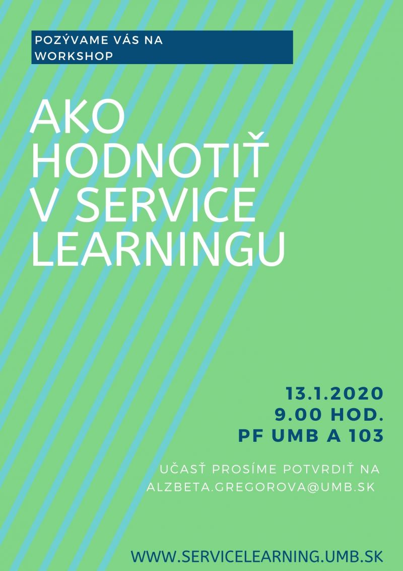 Pozvánka na workshop ako hodnotiť v service learningu 